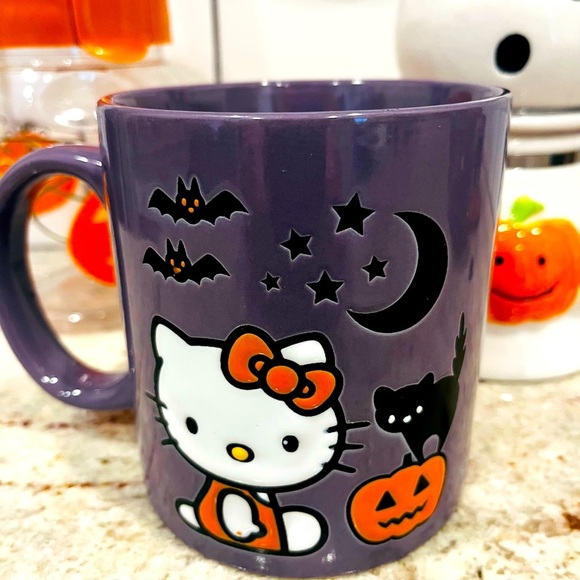 Halloween HELLO KITTY BIG CAT Bat MOON Pumpkin Large Coffee Tea Mug Sanrio 20 oz - Picture 1 of 8